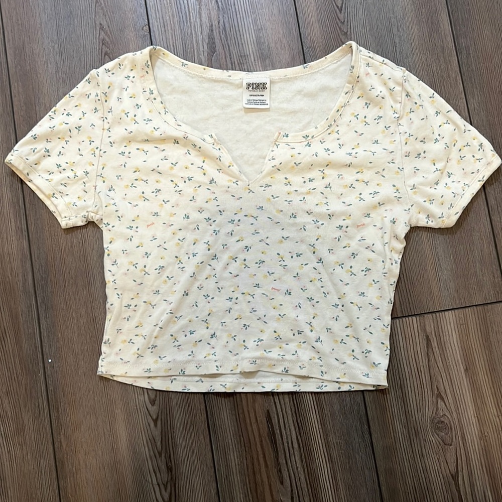 Pink (Victoria secret) floral baby tee crop shirt